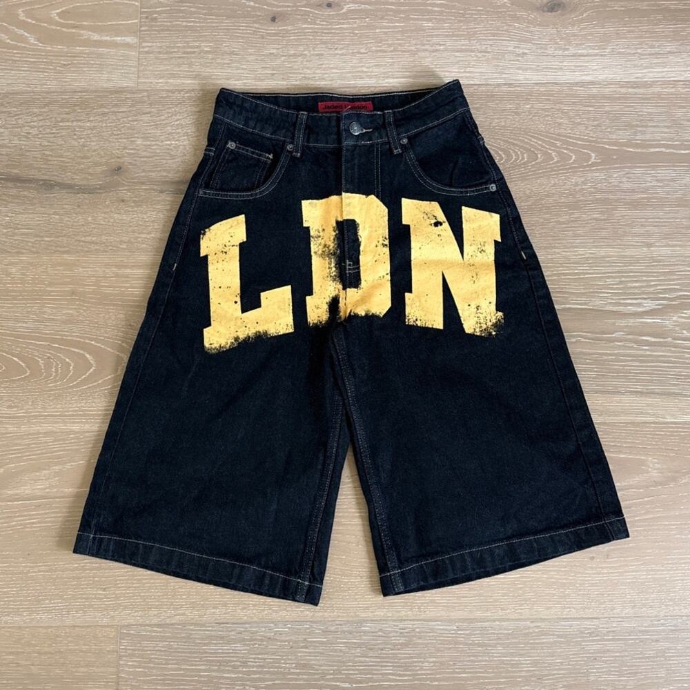 Jaded London Colossus Jorts Size 25 Black Yellow
